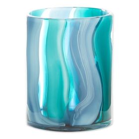 Accent Plus Blue Swirls Cylinder Glass Vase - 6.5 inches