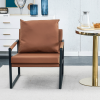 PU Leather Accent Arm Chair Mid Century Modern Upholstered Armchair with Metal Frame Extra-Thick Padded Backrest and Seat Cushion Sofa Chairs for Livi