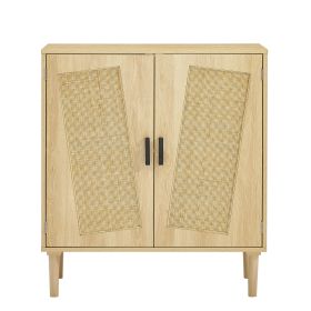Kitchen storage cabinets with rattan decorative doors;  buffets;  wine cabinets;  dining rooms;  hallways;  cabinet console tables(Natural; 31.5''LX 1
