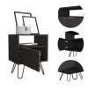Augusta Nightstand; Single Door Cabinet; Hairpin Legs -Black