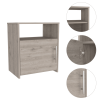Nordico Nightstand; One Shelf; Single Door Cabinet; Metal Handle -Light Gray
