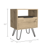 Augusta Nightstand; Single Door Cabinet; Hairpin Legs -Light Oak