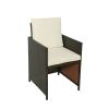 Patio All-Weather PE Wicker Dining Table Set with Wood Tabletop for 10;  Brown Rattan+Beige Cushion (11-Piece)