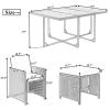 Patio All-Weather PE Wicker Dining Table Set with Wood Tabletop for 10;  Brown Rattan+Beige Cushion (11-Piece)