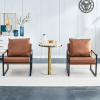 PU Leather Accent Arm Chair Mid Century Modern Upholstered Armchair with Metal Frame Extra-Thick Padded Backrest and Seat Cushion Sofa Chairs for Livi