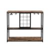Industrial Wine Rack Table with Glass Holder, Wine Bar Cabinet with Storage