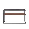 48.03" Glass Console Sofa Table; Modern Open Hallway Table; Narrow Entryway Table; 2 Shelves Couch Side Table with Adjustable Feet; Black Metal Revers