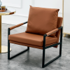 PU Leather Accent Arm Chair Mid Century Modern Upholstered Armchair with Metal Frame Extra-Thick Padded Backrest and Seat Cushion Sofa Chairs for Livi