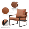 PU Leather Accent Arm Chair Mid Century Modern Upholstered Armchair with Metal Frame Extra-Thick Padded Backrest and Seat Cushion Sofa Chairs for Livi