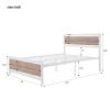 Metal and Wood Bed Frame with Headboard and Footboard ; Full Size Platform Bed ; No Box Spring Needed; Easy to Assemble(White)