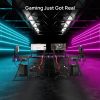 Gaming Desk; L Shaped Computer Corner Desk; 53" Ergonomic Gaming Table with Monitor Stands; PC Desk with LED Strips and Power Outlets; Carbon Fiber Su