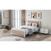 Metal and Wood Bed Frame with Headboard and Footboard ; Full Size Platform Bed ; No Box Spring Needed; Easy to Assemble(White)