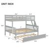 Twin Over Full Bunk Bed with Trundle; Convertible into 2 Beds; the Bunk Bed with Ladder and Safety Rails for Kids; Teens; Adults; Grey (Old Sku:W504S0