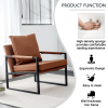 PU Leather Accent Arm Chair Mid Century Modern Upholstered Armchair with Metal Frame Extra-Thick Padded Backrest and Seat Cushion Sofa Chairs for Livi