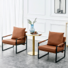 PU Leather Accent Arm Chair Mid Century Modern Upholstered Armchair with Metal Frame Extra-Thick Padded Backrest and Seat Cushion Sofa Chairs for Livi
