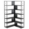 7-Tier Bookcase Home Office Bookshelf; L-Shaped Corner Bookcase with Metal Frame; Industrial Style Shelf with Open Storage; MDF Board