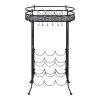 vidaXL Wine Rack with Glass Holder for 9 Bottles Metal