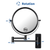 8-inch Wall Mounted Makeup Vanity Mirror; 1X / 10X Magnification Mirror; 360Â¬âˆž Swivel with Extension Arm (Black)