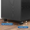 3-Drawer Wood File Cabinet; Mobile Lateral Filing Cabinet; Printer Stand with Open Storage Shelves for Home Office; Black