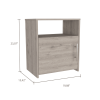 Nordico Nightstand; One Shelf; Single Door Cabinet; Metal Handle -Light Gray