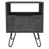 Augusta Nightstand; Single Door Cabinet; Hairpin Legs -Smokey Oak