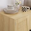 Kitchen storage cabinets with rattan decorative doors;  buffets;  wine cabinets;  dining rooms;  hallways;  cabinet console tables(Natural; 31.5''LX 1