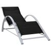 vidaXL Sun Loungers 2 pcs with Table Aluminum Black