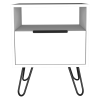 Augusta Nightstand; Single Door Cabinet; Hairpin Legs -White