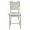 Farmhouse Dining Room Accent Chairs French Distressed Bedroom Barstools with Round Rattan Back Elegant Kitchen Chairs Side Chair; Set of 2 ; Rattan Ba