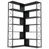 7-Tier Bookcase Home Office Bookshelf; L-Shaped Corner Bookcase with Metal Frame; Industrial Style Shelf with Open Storage; MDF Board