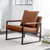 PU Leather Accent Arm Chair Mid Century Modern Upholstered Armchair with Metal Frame Extra-Thick Padded Backrest and Seat Cushion Sofa Chairs for Livi