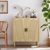 Kitchen storage cabinets with rattan decorative doors;  buffets;  wine cabinets;  dining rooms;  hallways;  cabinet console tables(Natural; 31.5''LX 1