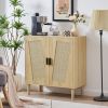 Kitchen storage cabinets with rattan decorative doors;  buffets;  wine cabinets;  dining rooms;  hallways;  cabinet console tables(Natural; 31.5''LX 1