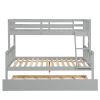 Twin Over Full Bunk Bed with Trundle; Convertible into 2 Beds; the Bunk Bed with Ladder and Safety Rails for Kids; Teens; Adults; Grey (Old Sku:W504S0