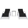 vidaXL Sun Loungers 2 pcs with Table Aluminum Black