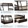 TOPMAX Solid Wood Twin Over Full Bunk Bed with Two Storage Drawers; Espresso