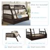 TOPMAX Solid Wood Twin Over Full Bunk Bed with Two Storage Drawers; Espresso