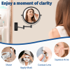 8-inch Wall Mounted Makeup Vanity Mirror; 1X / 10X Magnification Mirror; 360Â¬âˆž Swivel with Extension Arm (Black)