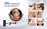 8-inch Wall Mounted Makeup Vanity Mirror; 1X / 10X Magnification Mirror; 360Â¬âˆž Swivel with Extension Arm (Black)