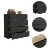 Zoe Dresser; Superior Top; Four Drawers -Black / Light Oak
