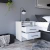Eter Nightstand; Superior Top; Two Drawers -White