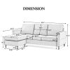 Orisfur. Reversible Sectional Sofa with Handy Side Pocket; Living Room L-Shape 3-Seater Couch with Modern Linen Fabric for Small Space