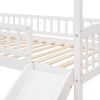 Twin Loft Bed with Slide; House Bed with Slide; White(OLD SKU :LT000212AAK)