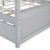 Wood Canopy Bed with Trundle Bed ; Full Size Canopy Platform bed With Support Slats .No Box Spring Needed; Brushed Gray