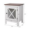 Industrial Nightstand Side Table End Table with X design glass Door - White & Walnut 2 pieces XH