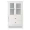 FCH Nordic Minimalist MDF Spray Paint Double Doors And Two Drawers Tv Side Cabinet Bathroom Cabinet White
