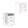 Eter Nightstand; Superior Top; Two Drawers -White