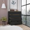 Zoe Dresser; Superior Top; Four Drawers -Black / Light Oak