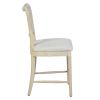 Farmhouse Dining Room Accent Chairs French Distressed Bedroom Barstools with Round Rattan Back Elegant Kitchen Chairs Side Chair; Set of 2 ; Rattan Ba