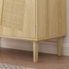 Kitchen storage cabinets with rattan decorative doors;  buffets;  wine cabinets;  dining rooms;  hallways;  cabinet console tables(Natural; 31.5''LX 1